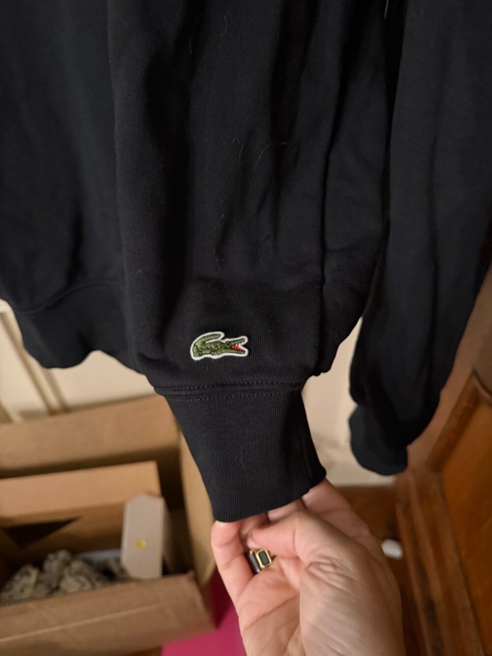 Lacoste Men's Black Logo Crewneck Sweatshirt FR 3